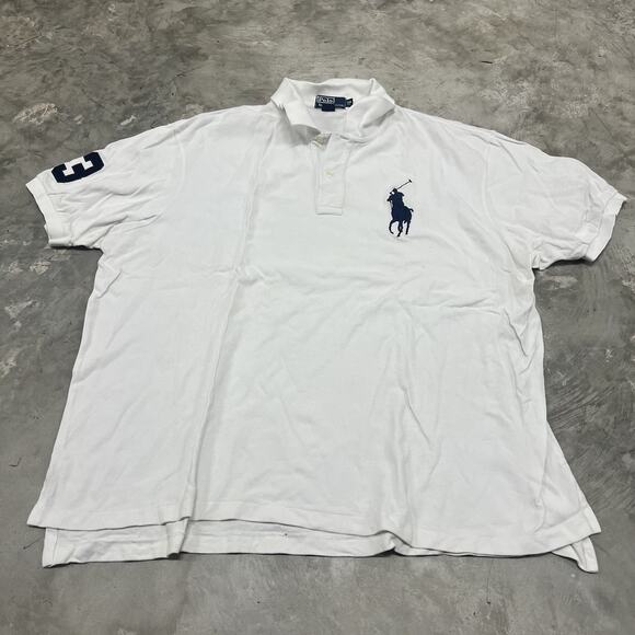 MENS POLO RALPH LAUREN SHORT SLEEVE BIG PONY WHITE POLO RUGBY SHIRT 3X BIG 3XB - Picture 1 of 7